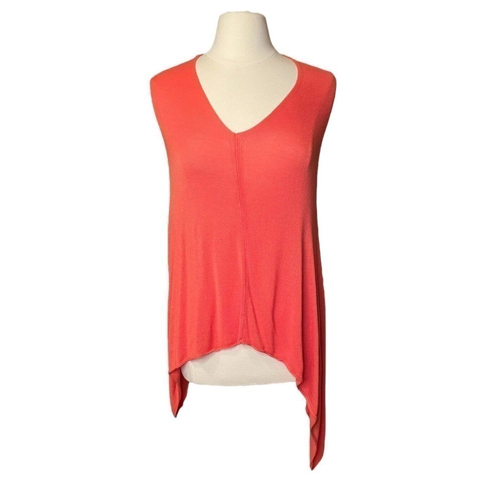 Lexi York Women’s Orange V-Neck Lightweight Poncho Wrap One Size